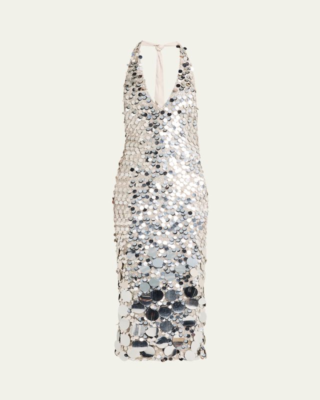 Sloan Sequin Halter Midi Dress